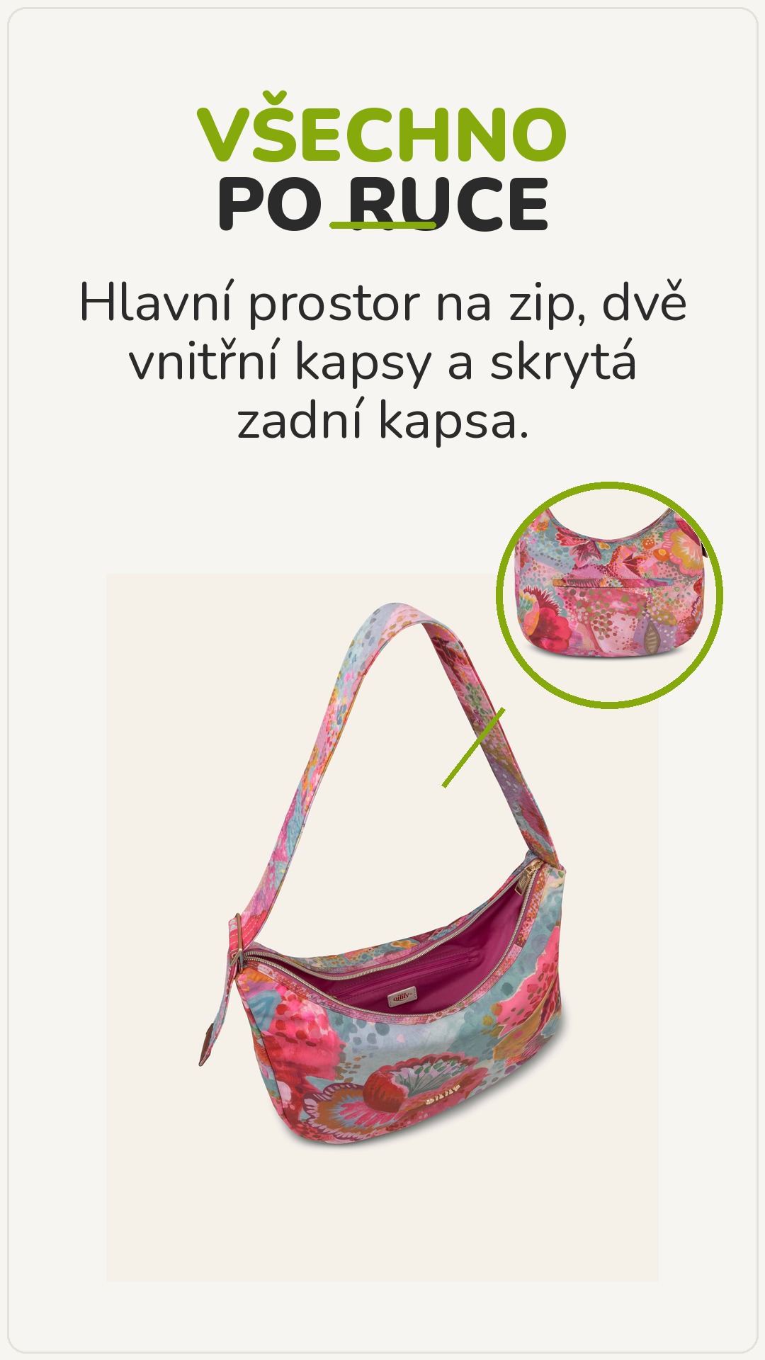 Kabelka Oilily Hamel Pointilly s přehledně členěným vnitřním prostorem
